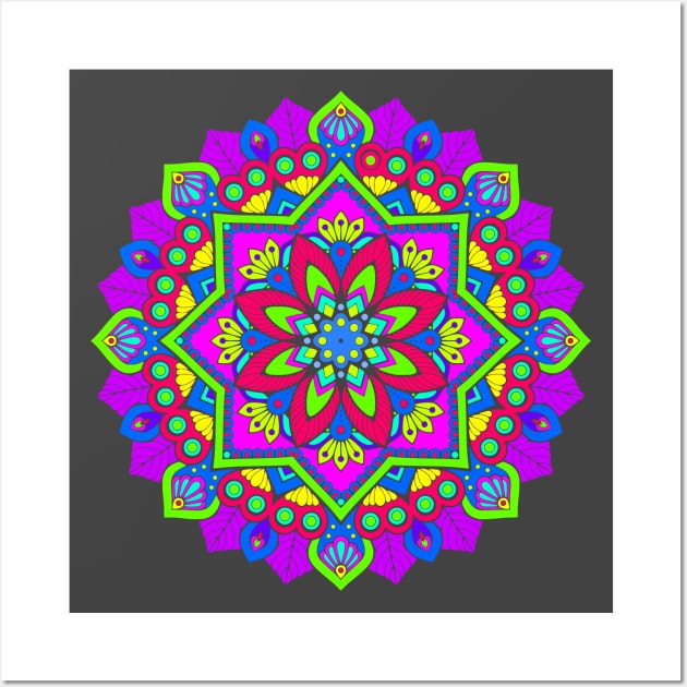 Bright Colorful Mandala Art Wall Art by AlondraHanley